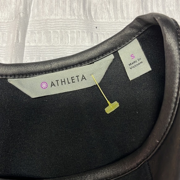 Athleta dress in black. Leather look detail. Like edgy? - Picture 5 of 7